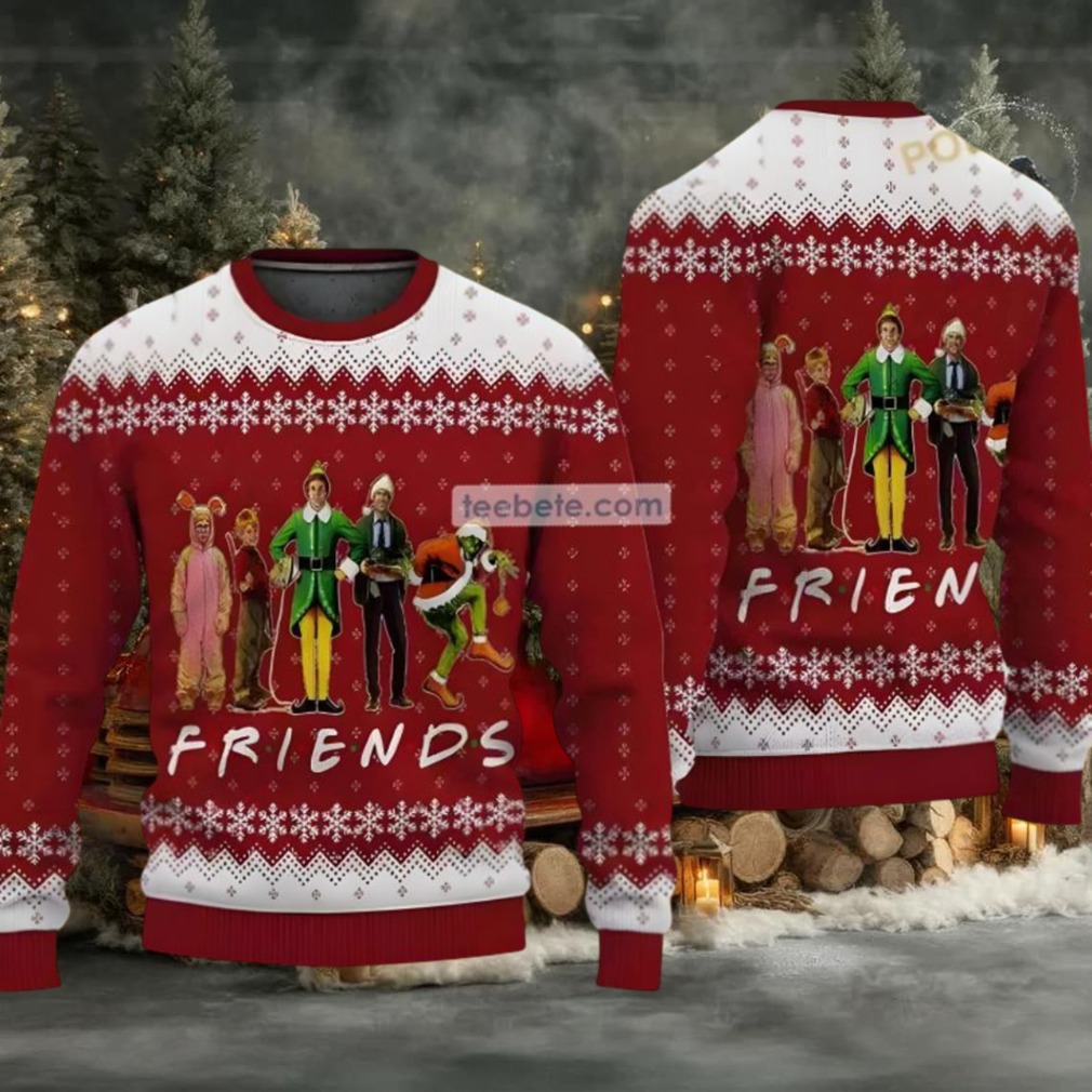 Christmas Friends Elf Home Alone Ugly Xmas Sweater Womens White Red Christmas Friends Elf Home Alone Ugly Xmas Sweater Womens White Red