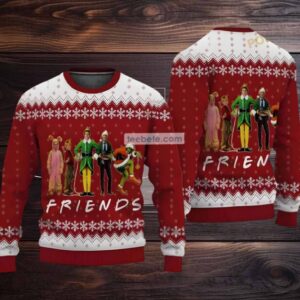 Christmas Friends Elf Home Alone Ugly Xmas Sweater Womens White Red