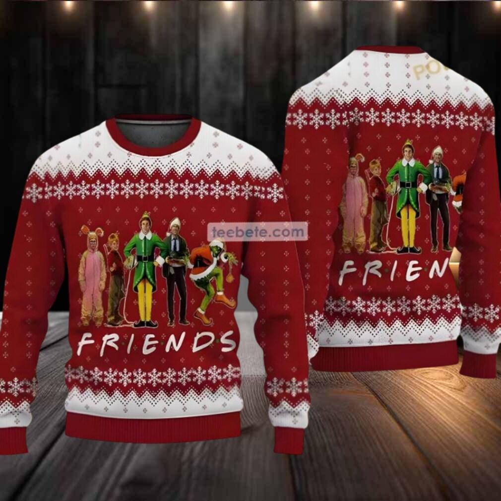Christmas Friends Elf Home Alone Ugly Xmas Sweater Womens White Red Christmas Friends Elf Home Alone Ugly Xmas Sweater Womens White Red
