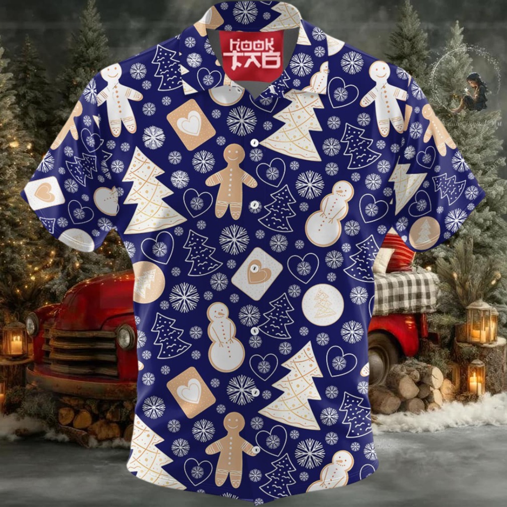 Christmas Gingerbread Snow Flakes Pattern Aloha Hawaiian Shirts WT7477 Christmas Gingerbread Snow Flakes Pattern Aloha Hawaiian Shirts WT7477