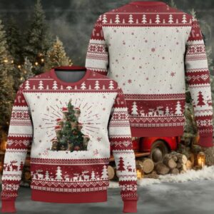 Christmas Tree Cat With Santa Hat Ugly Christmas Sweater