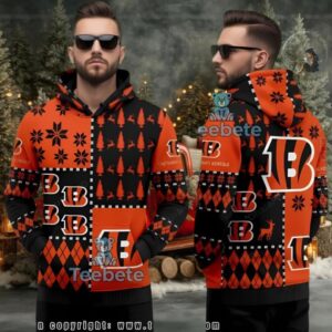 Cincinnati Bengals Black Orange Ugly Christmas 3D Hoodie Fan