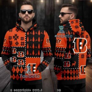 Cincinnati Bengals Black Orange Ugly Christmas 3D Hoodie Fan