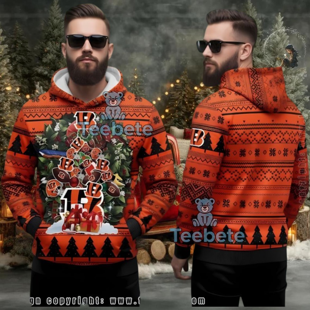 Cincinnati Bengals Christmas Tree Ugly 3D Hoodie Orange Black Cincinnati Bengals Christmas Tree Ugly 3D Hoodie Orange Black