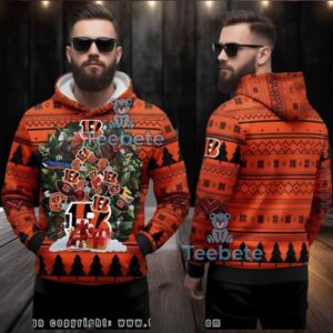 Cincinnati Bengals Christmas Tree Ugly 3D Hoodie Orange Black