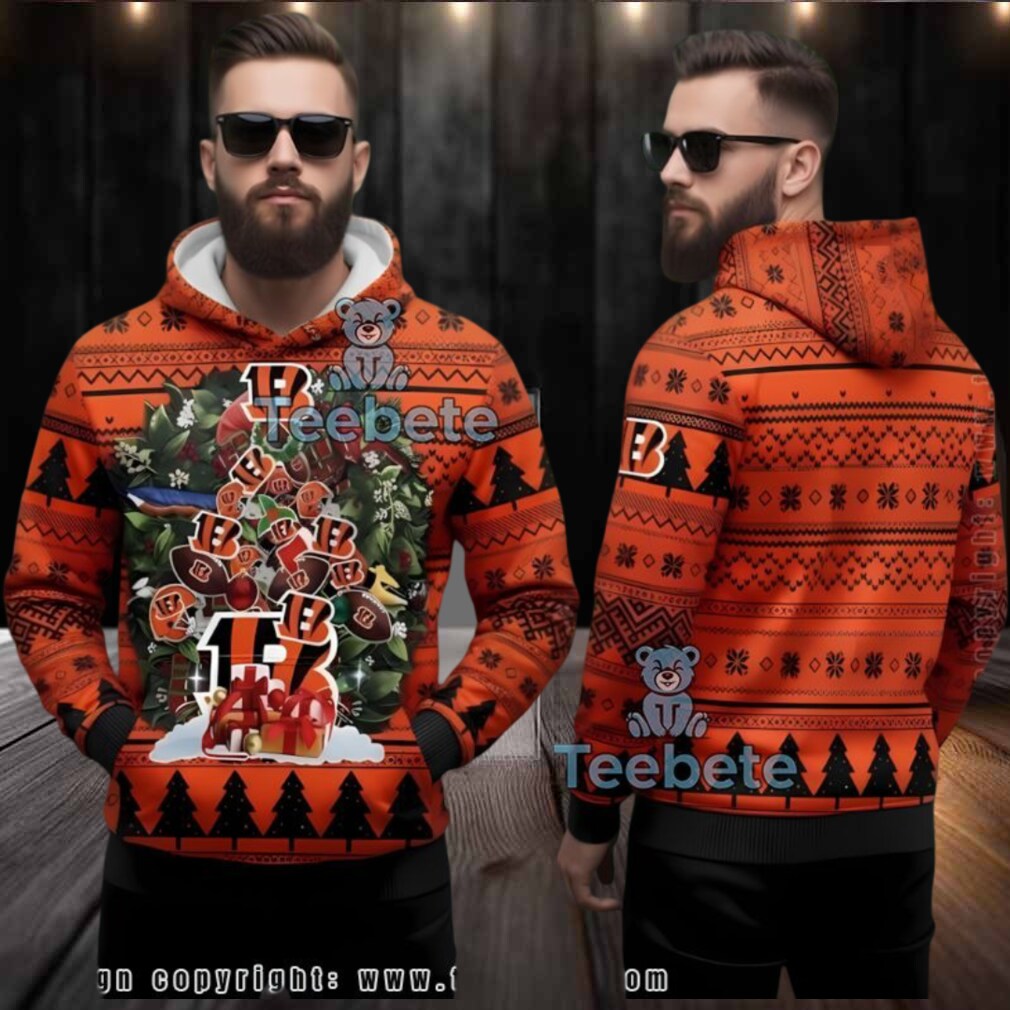 Cincinnati Bengals Christmas Tree Ugly 3D Hoodie Orange Black Cincinnati Bengals Christmas Tree Ugly 3D Hoodie Orange Black