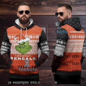 Cincinnati Bengals Dr Seuss Grinch Ugly Christmas 3D Hoodie Cincinnati Bengals Dr Seuss Grinch Ugly Christmas 3D Hoodie