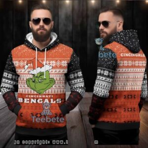 Cincinnati Bengals Dr Seuss Grinch Ugly Christmas 3D Hoodie