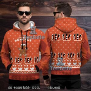 Cincinnati Bengals Gingerbread Pattern Ugly 3D Hoodie Men Women Cincinnati Bengals Gingerbread Pattern Ugly 3D Hoodie Men Women