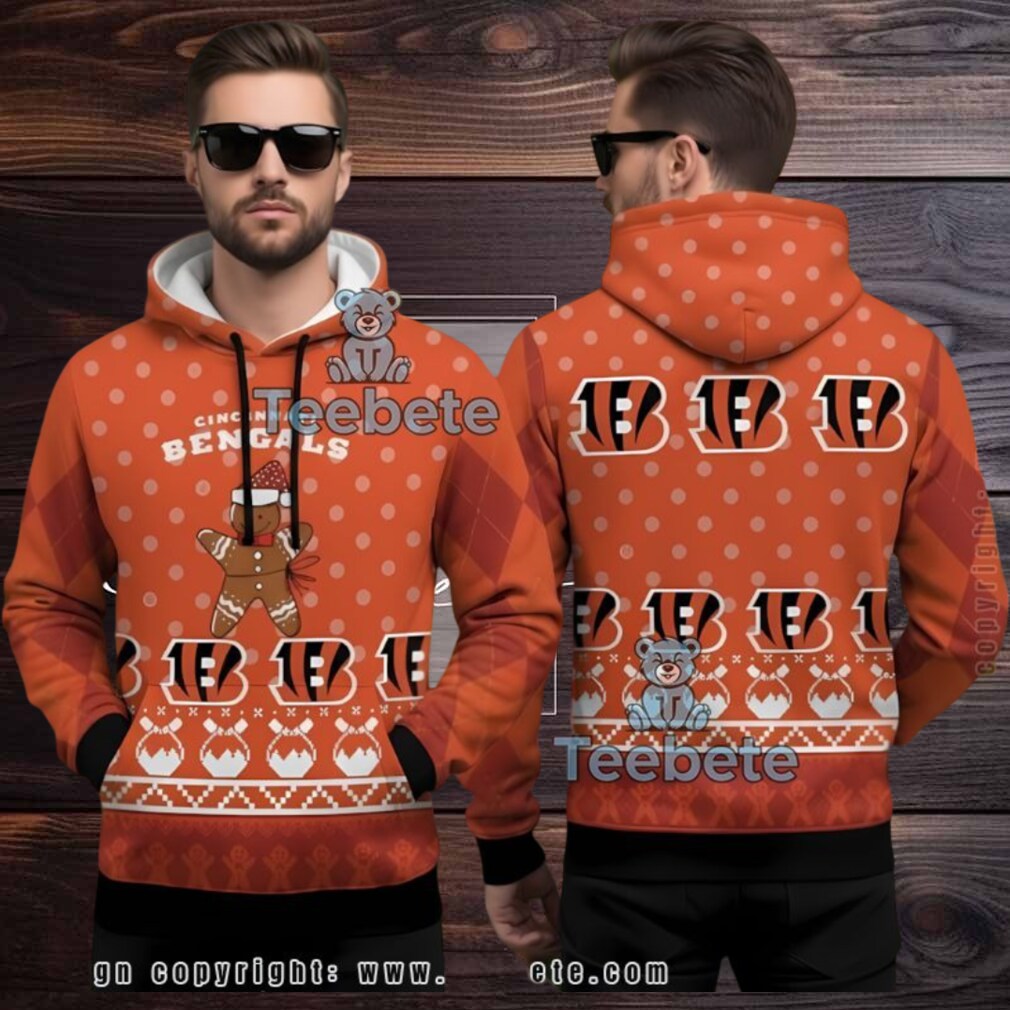 Cincinnati Bengals Gingerbread Pattern Ugly 3D Hoodie Men Women Cincinnati Bengals Gingerbread Pattern Ugly 3D Hoodie Men Women