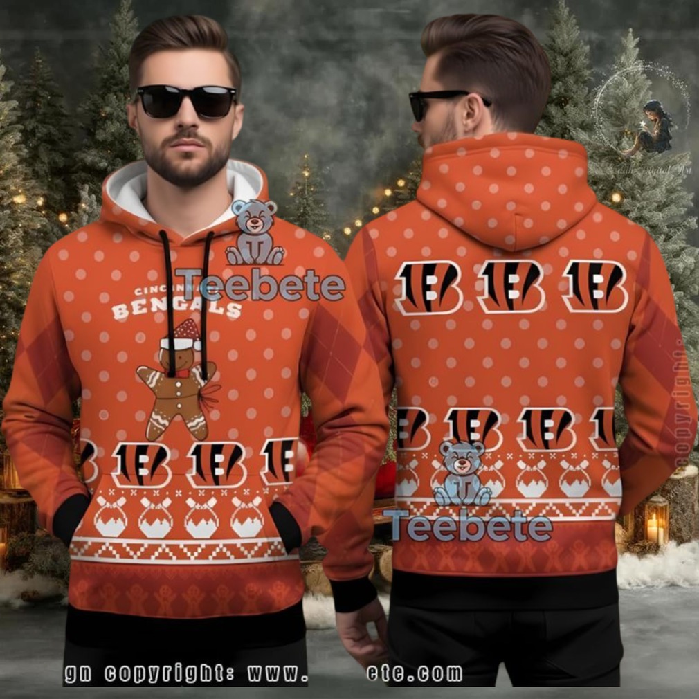 Cincinnati Bengals Gingerbread Pattern Ugly 3D Hoodie Men Women Cincinnati Bengals Gingerbread Pattern Ugly 3D Hoodie Men Women