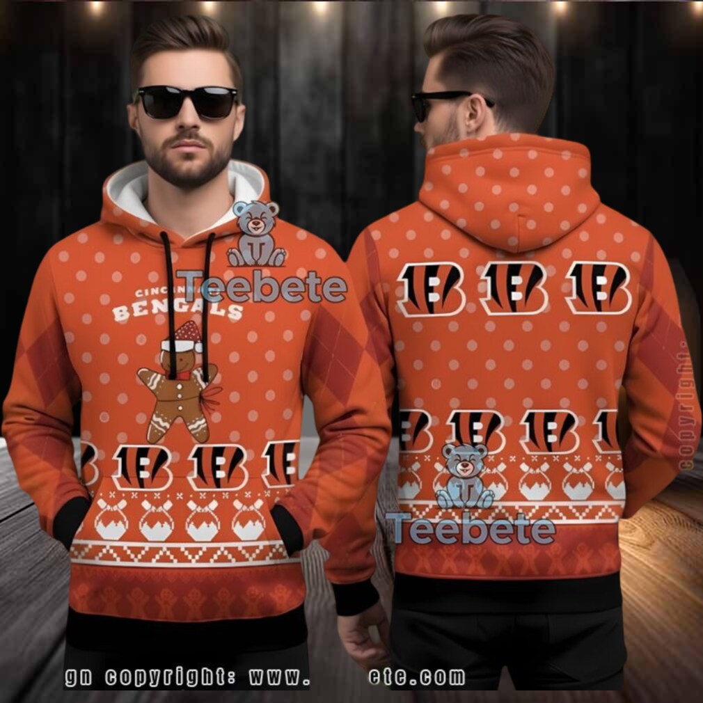 Cincinnati Bengals Gingerbread Pattern Ugly 3D Hoodie Men Women Cincinnati Bengals Gingerbread Pattern Ugly 3D Hoodie Men Women