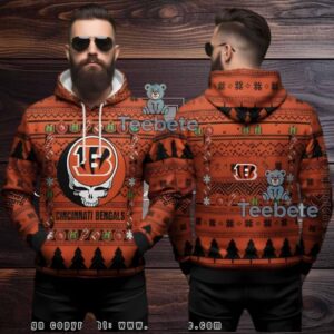 Cincinnati Bengals Grateful Dead Ugly Christmas 3D Hoodie Orange Black Cincinnati Bengals Grateful Dead Ugly Christmas 3D Hoodie Orange Black