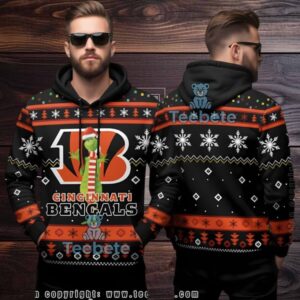 Cincinnati Bengals Grinch Santa Ugly 3D Hoodie Christmas Holiday Gift Cincinnati Bengals Grinch Santa Ugly 3D Hoodie Christmas Holiday Gift
