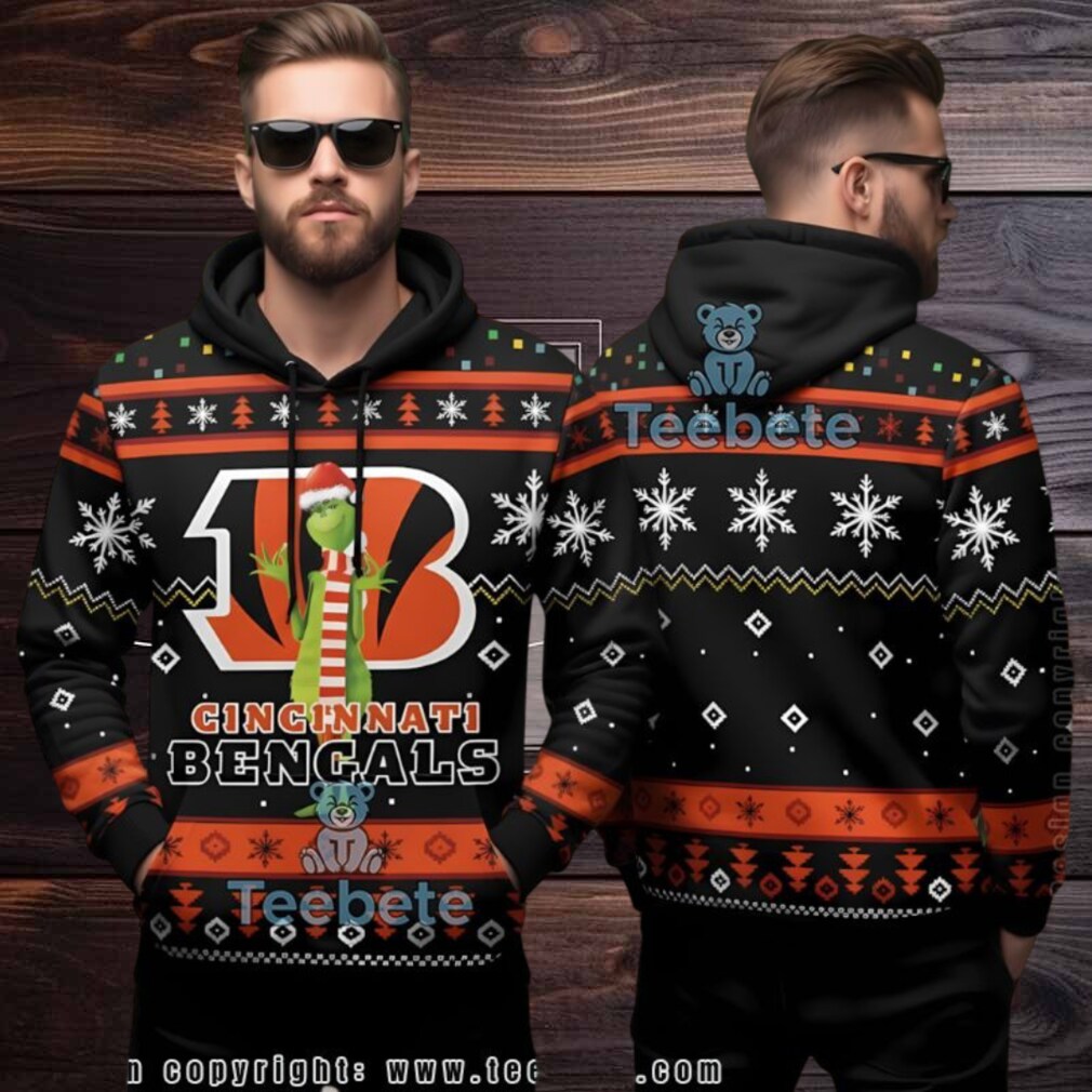 Cincinnati Bengals Grinch Santa Ugly 3D Hoodie Christmas Holiday Gift Cincinnati Bengals Grinch Santa Ugly 3D Hoodie Christmas Holiday Gift