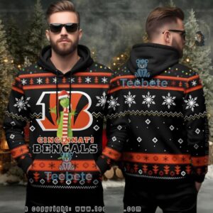 Cincinnati Bengals Grinch Santa Ugly 3D Hoodie Christmas Holiday Gift