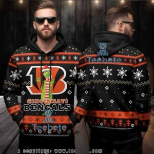 Cincinnati Bengals Grinch Santa Ugly 3D Hoodie Christmas Holiday Gift