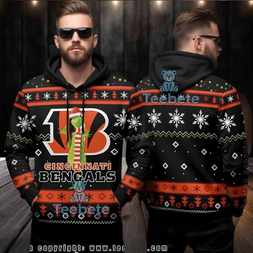 Cincinnati Bengals Grinch Santa Ugly 3D Hoodie Christmas Holiday Gift Cincinnati Bengals Grinch Santa Ugly 3D Hoodie Christmas Holiday Gift