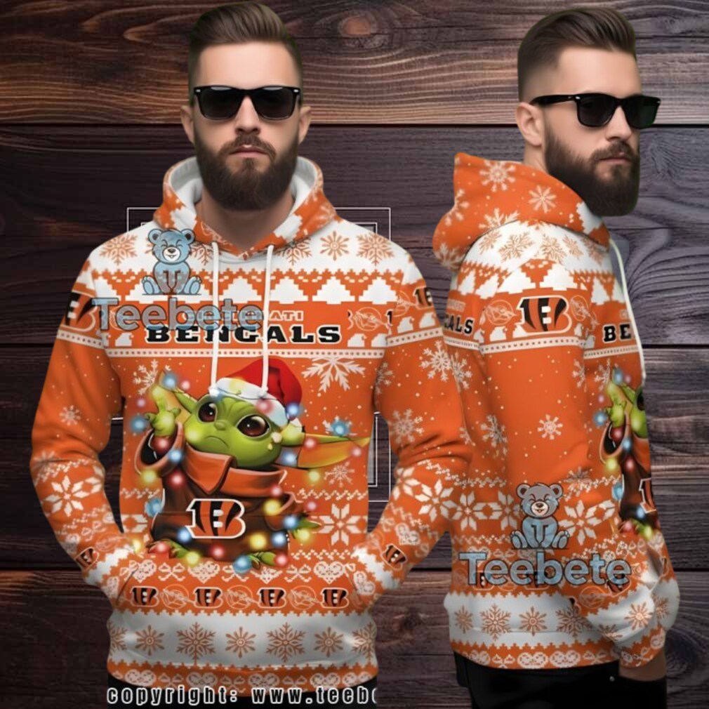 Cincinnati Bengals Grogu Christmas Ugly 3D Hoodie Star Wars Cincinnati Bengals Grogu Christmas Ugly 3D Hoodie Star Wars