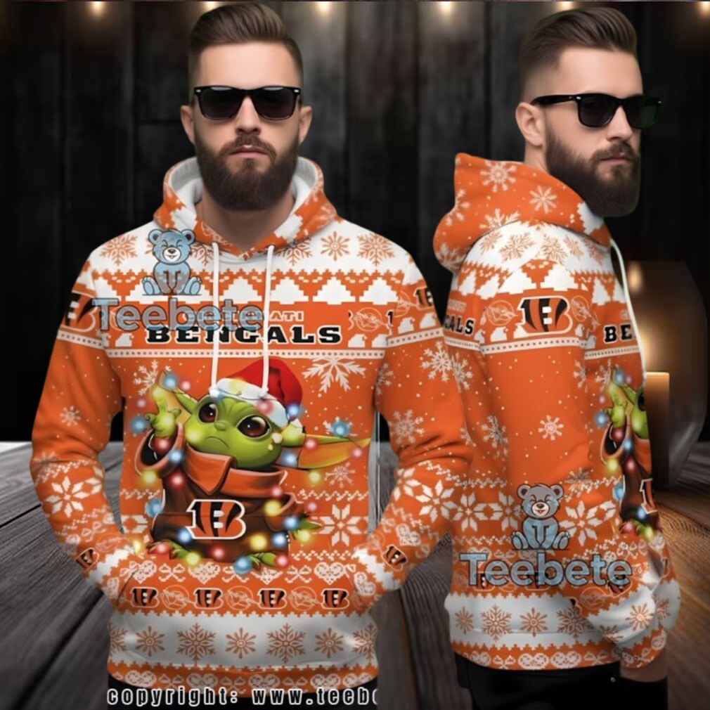 Cincinnati Bengals Grogu Christmas Ugly 3D Hoodie Star Wars Cincinnati Bengals Grogu Christmas Ugly 3D Hoodie Star Wars