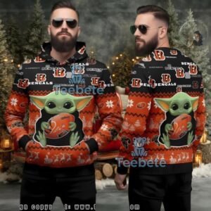 Cincinnati Bengals Grogu Football Ugly Christmas 3D Hoodie