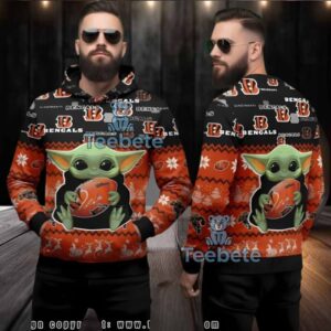 Cincinnati Bengals Grogu Football Ugly Christmas 3D Hoodie
