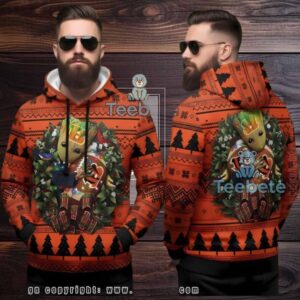 Cincinnati Bengals Groot Holiday Wreath Ugly 3D Hoodie Gift Idea Cincinnati Bengals Groot Holiday Wreath Ugly 3D Hoodie Gift Idea