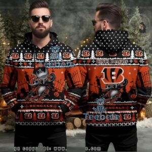 Cincinnati Bengals Halloween Christmas Jack Zero Ugly 3D Hoodie