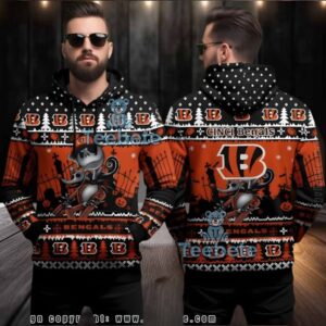 Cincinnati Bengals Halloween Christmas Jack Zero Ugly 3D Hoodie