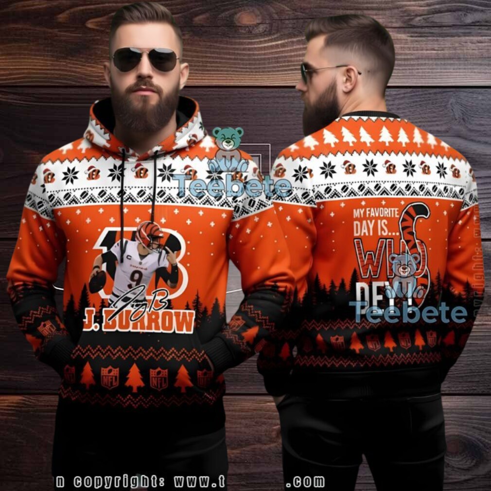 Cincinnati Bengals Joe Burrow Ugly Christmas 3D Hoodie Cincinnati Bengals Joe Burrow Ugly Christmas 3D Hoodie