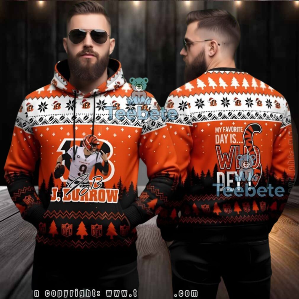 Cincinnati Bengals Joe Burrow Ugly Christmas 3D Hoodie Cincinnati Bengals Joe Burrow Ugly Christmas 3D Hoodie