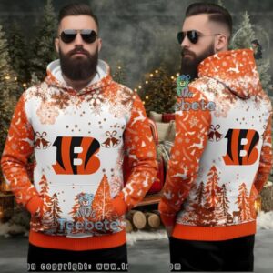 Cincinnati Bengals Logo Ugly Christmas 3D Hoodie Orange White
