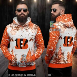 Cincinnati Bengals Logo Ugly Christmas 3D Hoodie Orange White