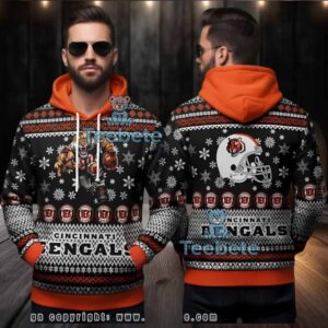 Cincinnati Bengals Mascot Tiger Ugly Christmas 3D Hoodie Mens
