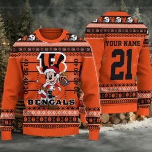 Cincinnati Bengals Mickey Mouse Santa Ugly Christmas Sweater