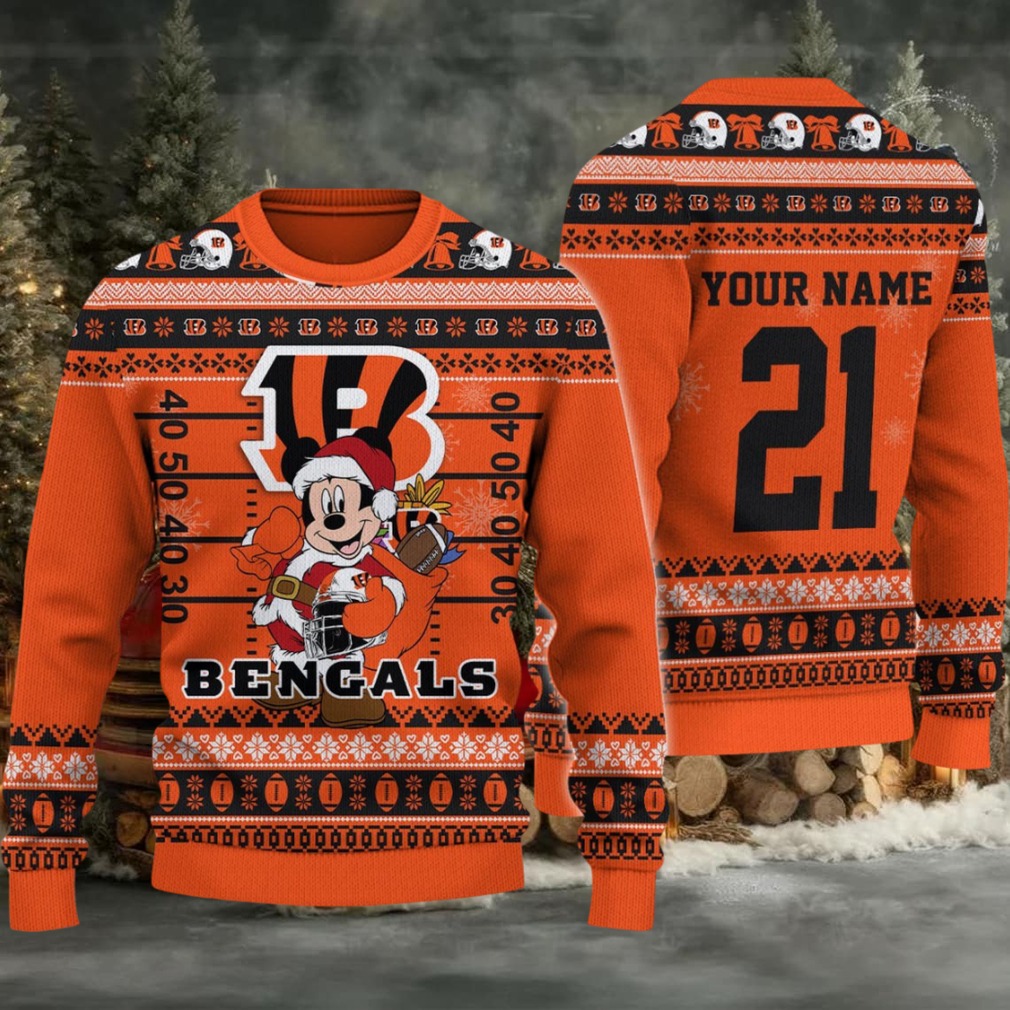 Cincinnati Bengals Mickey Mouse Santa Ugly Christmas Sweater