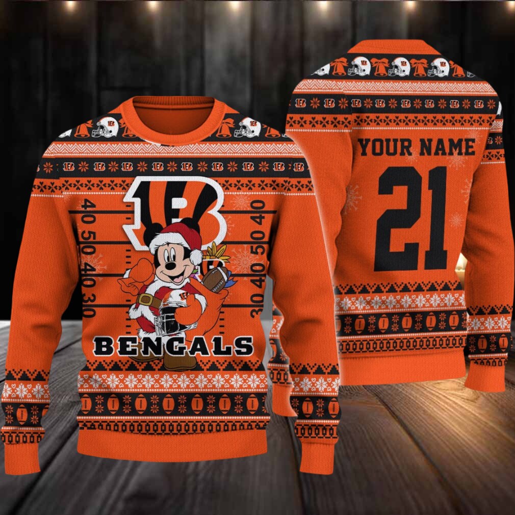 Cincinnati Bengals Mickey Mouse Santa Ugly Christmas Sweater Cincinnati Bengals Mickey Mouse Santa Ugly Christmas Sweater