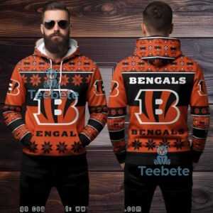 Cincinnati Bengals Orange Black Logo Ugly Christmas 3D Hoodie Cincinnati Bengals Orange Black Logo Ugly Christmas 3D Hoodie
