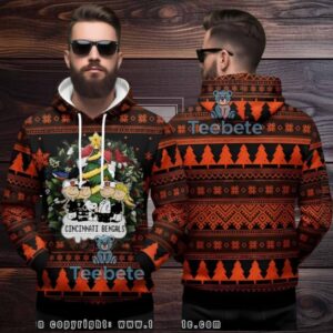 Cincinnati Bengals Peanuts Characters Ugly 3D Hoodie Holiday Apparel Cincinnati Bengals Peanuts Characters Ugly 3D Hoodie Holiday Apparel