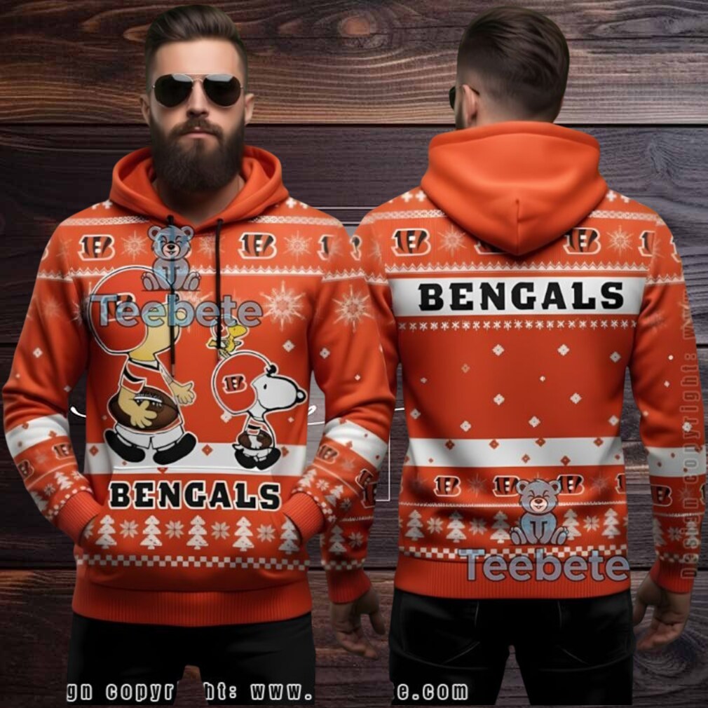 Cincinnati Bengals Peanuts Football Ugly Holiday 3D Hoodie Cincinnati Bengals Peanuts Football Ugly Holiday 3D Hoodie