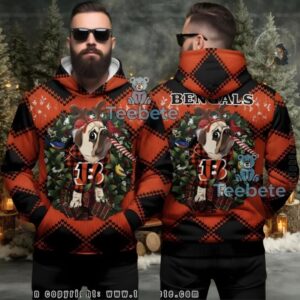 Cincinnati Bengals Pug Dog Reindeer Ugly Christmas 3D Hoodie
