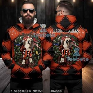 Cincinnati Bengals Pug Dog Reindeer Ugly Christmas 3D Hoodie
