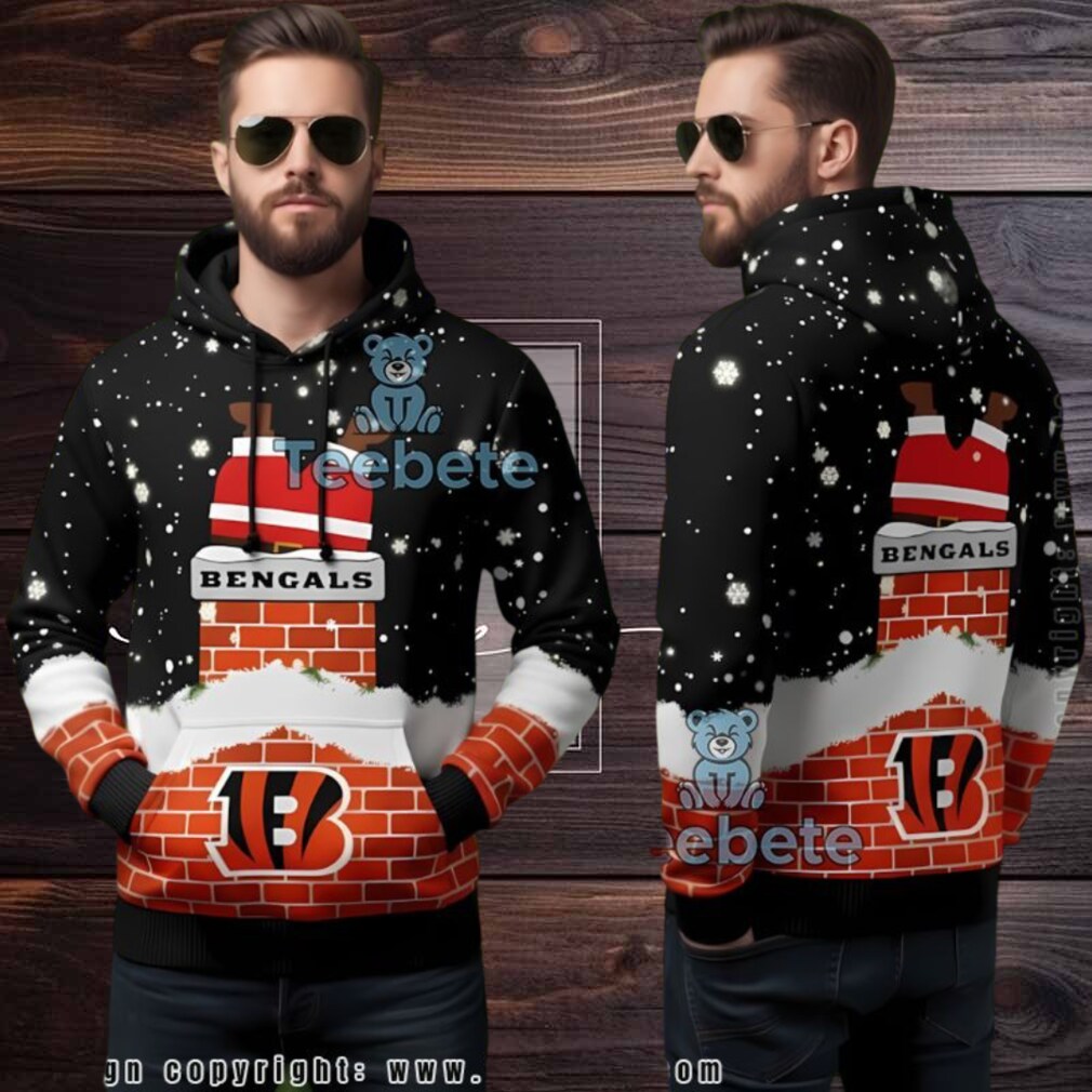 Cincinnati Bengals Santa Chimney Ugly 3D Hoodie Gameday Apparel Cincinnati Bengals Santa Chimney Ugly 3D Hoodie Gameday Apparel