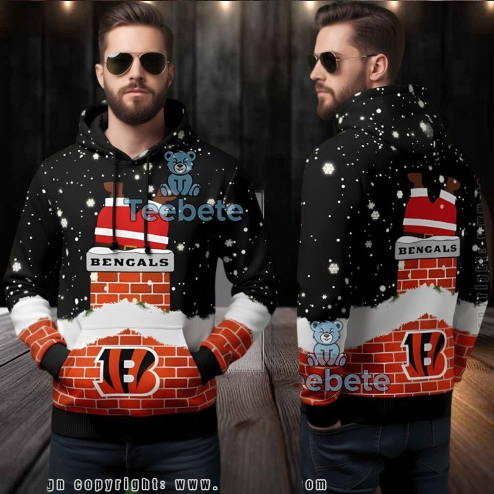 Cincinnati Bengals Santa Chimney Ugly 3D Hoodie Gameday Apparel Cincinnati Bengals Santa Chimney Ugly 3D Hoodie Gameday Apparel