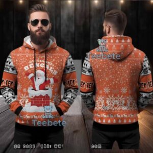 Cincinnati Bengals Santa Chimney Ugly Christmas 3D Hoodie Orange