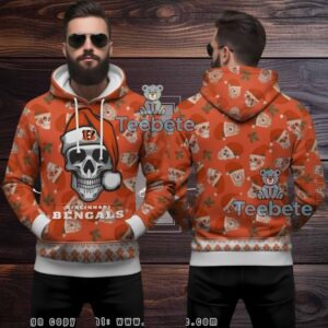 Cincinnati Bengals Santa Skull Ugly Christmas 3D Hoodie Cincinnati Bengals Santa Skull Ugly Christmas 3D Hoodie