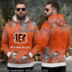 Cincinnati Bengals Skull Candy Cane Ugly Christmas 3D Hoodie