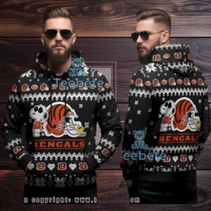 Cincinnati Bengals Snoopy Woodstock Ugly Christmas 3D Hoodie Black Cincinnati Bengals Snoopy Woodstock Ugly Christmas 3D Hoodie Black