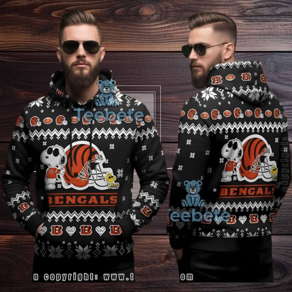 Cincinnati Bengals Snoopy Woodstock Ugly Christmas 3D Hoodie Black Cincinnati Bengals Snoopy Woodstock Ugly Christmas 3D Hoodie Black