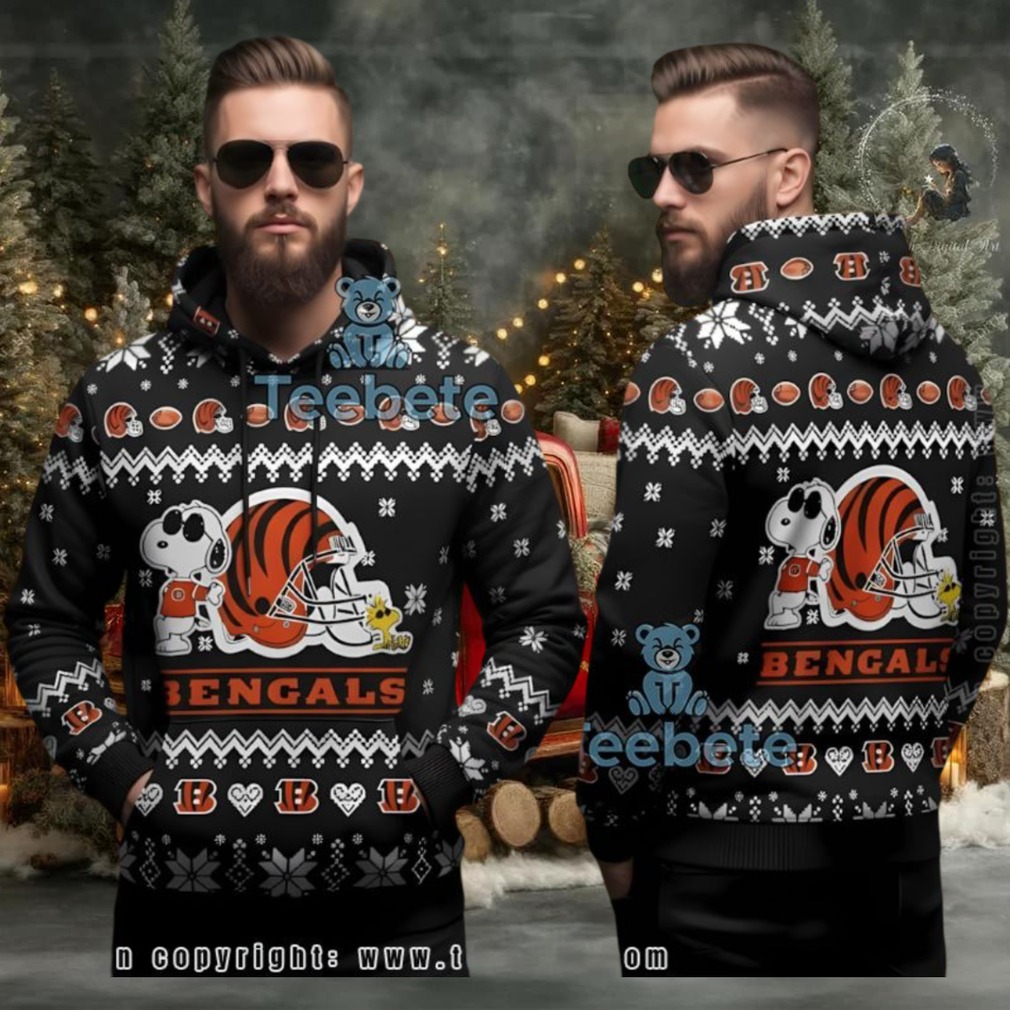 Cincinnati Bengals Snoopy Woodstock Ugly Christmas 3D Hoodie Black Cincinnati Bengals Snoopy Woodstock Ugly Christmas 3D Hoodie Black